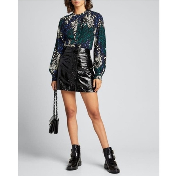 Veronica Beard Tops - Veronica Beard Buckley Floral Silk Blouse Green Black Size 00 Loose Fit Preppy